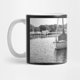 Traditional sailing boat moored up on the River Ant in the Norfolk Broads Mug